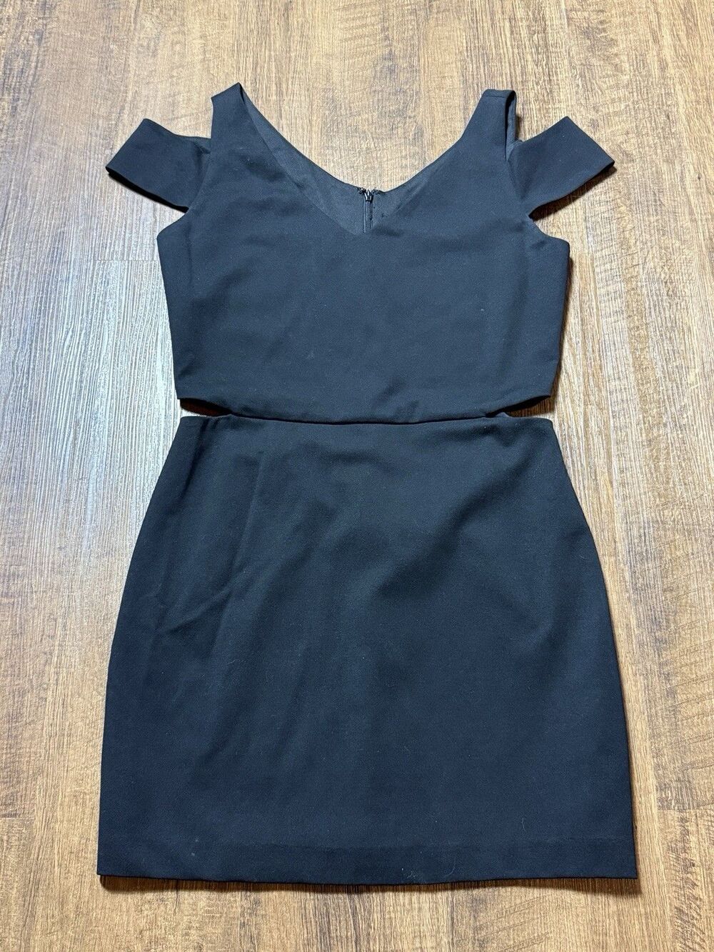 Ali & Jay Muy Caliente Bodycon Black Mini Dress Size M Zip-Up Cut-outs